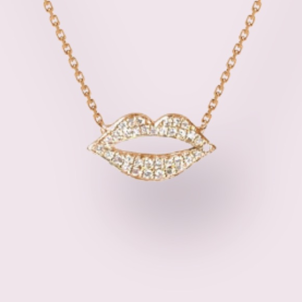 Paige Harper Cubic Zirconia Lip Pendant 14KT Gold Flash Plated Necklace